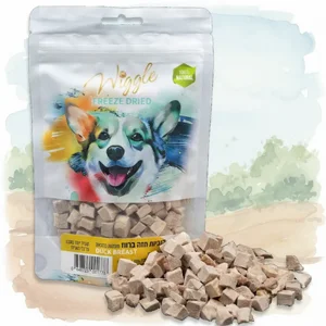 חטיף אילוף קוביות חזה ברווז - Wiggle מיובש בהקפאה 40 גרם חטיף אילוף קוביות חזה ברווז - Wiggle מיובש בהקפאה 40 גרם